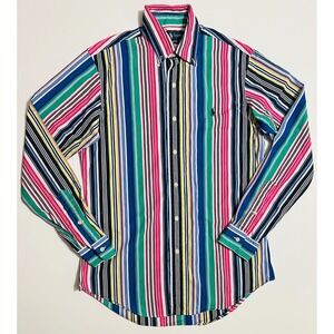 Ralph Lauren Custom Fit Multi Color Striped Button Down Shirt Womens Small/P